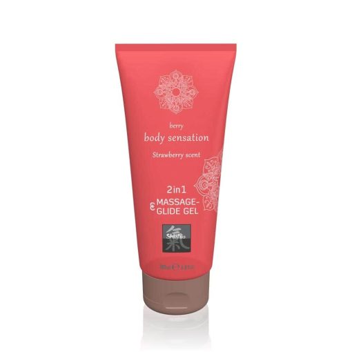 Massage- & Glide Gel 2 in 1 - Strawberry scent 200ml Masszázsgyertya/olaj