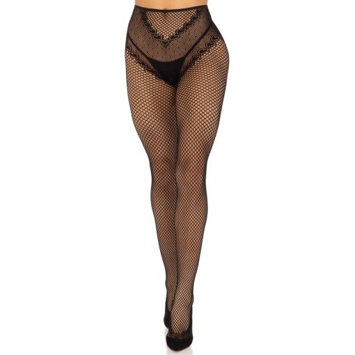 Crotchless backseam tights O/S - black