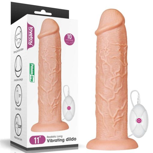 11'' Realistic Long Vibrating Dildo Flesh Realisztikus vibrátor