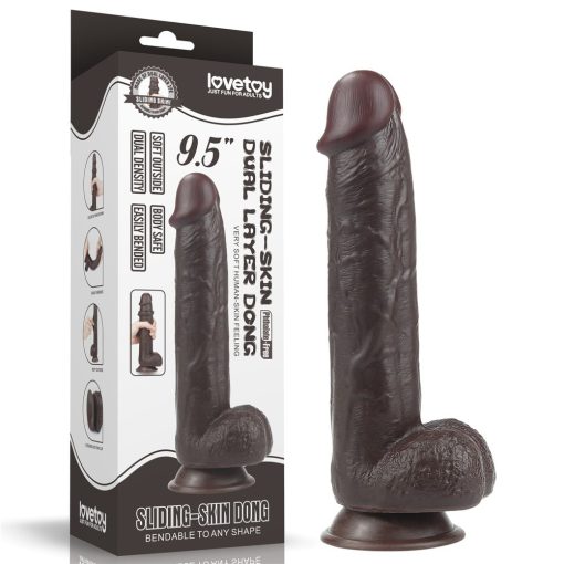 9'' Sliding Skin Dual Layer Dong Brown Dildó