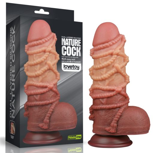 9.5'' Dual layered Platinum Silicone Cock with Rope Dildó