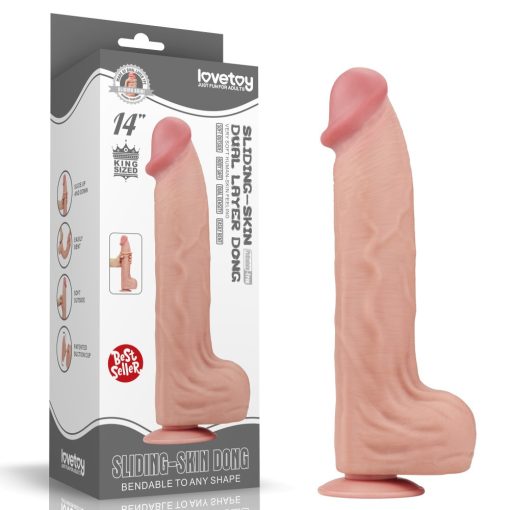 14'' King Sized Sliding Skin Dual Layer Dong Dildó
