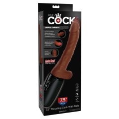 7.5" Thrusting Cock with Balls Brown